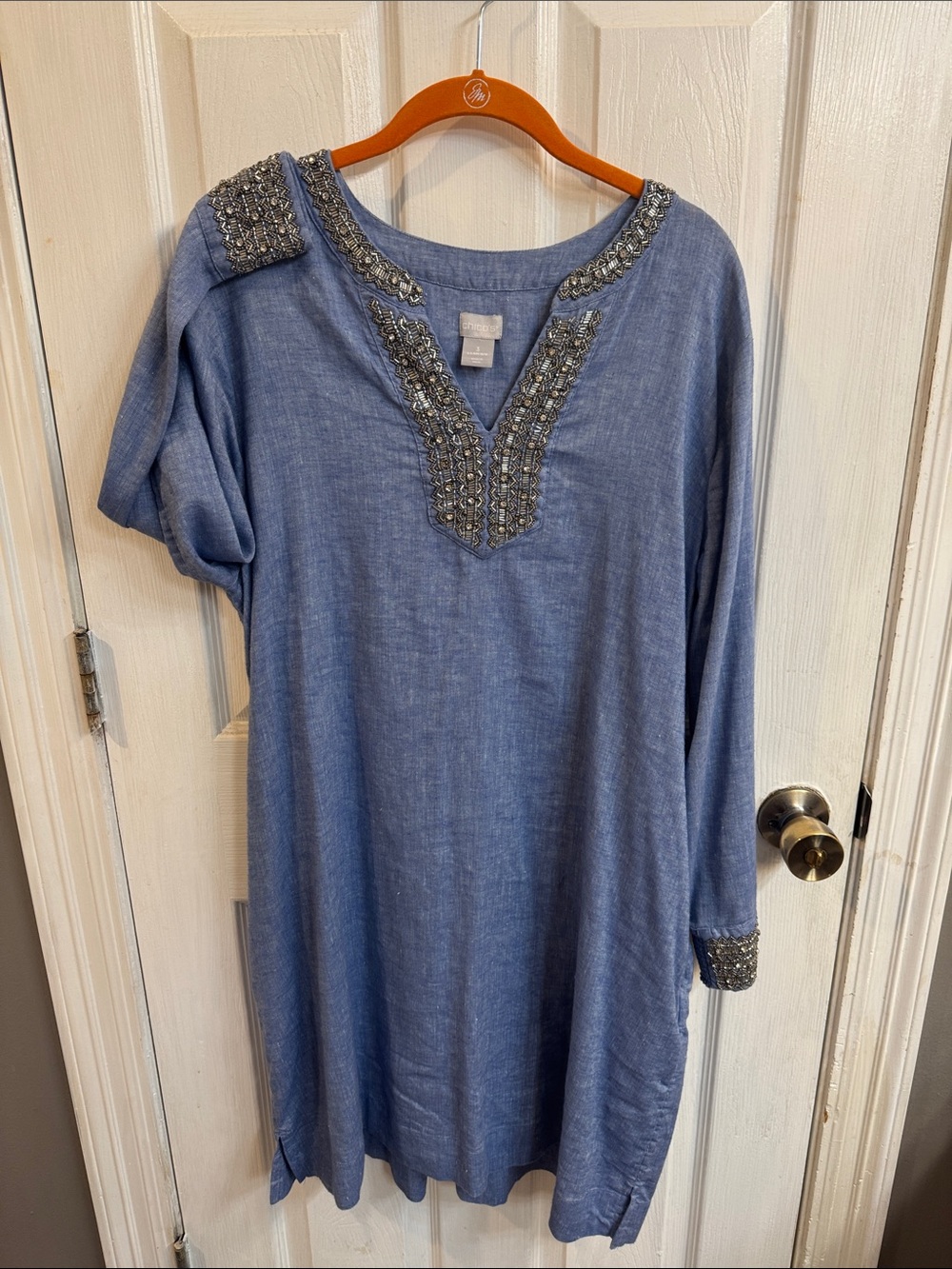 Chico’s Embellished Blue Tunic Dress